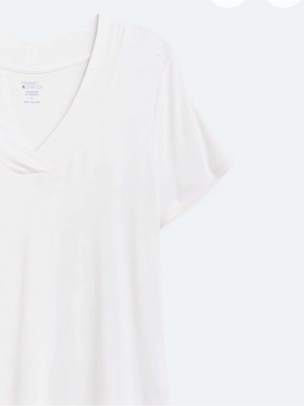 Market & Spruce Classic V-Neck Short Sleeve Tee in White - Picture 3 of 8